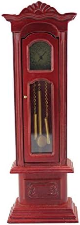 Meirucorp Miniature 1/12 Scale Dollhouse Decoration Red Lovely Grandfather Clock