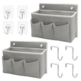 Kufeiper 2 Stück Hängeorganizer,Wand Organizer Tasche Hängekörbe Mit 8 Haken,Hängeregal mit Taschen, Faltbarer Stoffkorb für die Aufbewahrung im Schlafzimmer und im Wohnmobil(Grau)