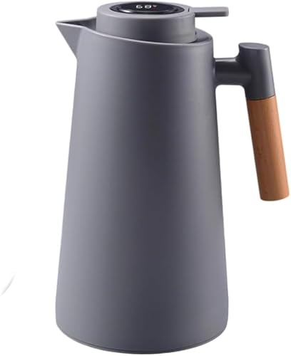 Rutexc 保温卓上ポット、多目的卓上保温ポット 家庭・屋外・商業用に適した大容量保温容器、真空断熱構造なので、熱や冷気を長時間保持し、お茶、コーヒー、水、ジュースなど様々な飲み物を好みの温度で楽しむことができます。お気軽にご購入ください。(グレー,表示