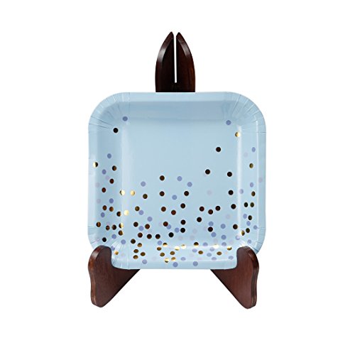 Geeklife Blue Gold Dots Paper Party Plates Bulk, 9 In Square Disposable Dessert Plates,20 Pcs Decorative Tableware For Birthday Parties, Weddings, And Life Celebrations #TOP1