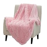 Bedsure Soft Fuzzy Faux Fur Sherpa Fleece Queen Size Throw Blanket Pink- Warm Thick Fluffy Plush Cozy Reversible Shaggy Blanket for Sofa and Bed -Comfy Furry Blanket, Full 90x90 inches