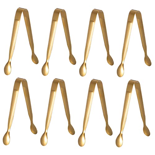 FUNOMOCYA Stainless Steel Ice Clip Mini Sugar Cube Tongs for Tea Reusable 8pcs Set