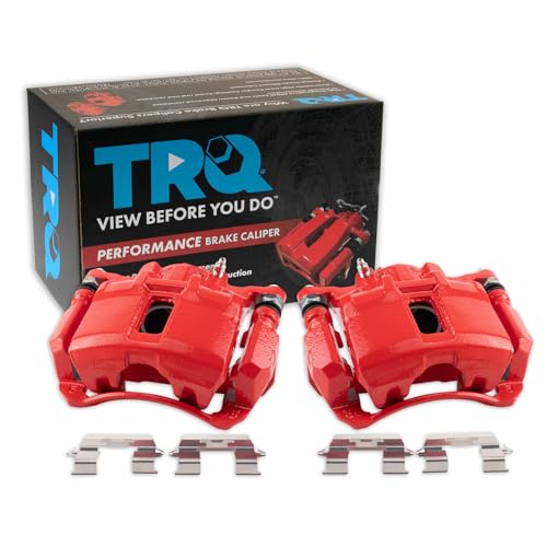 Image of TRQ Performance Front Driver and Passenger Side Brake Caliper Set Caliper Brackets Compatible with 2003-2007 Honda Accord 3.0L V6 Front Wheel Drive Automatic Transmission ABS Sport Coupe