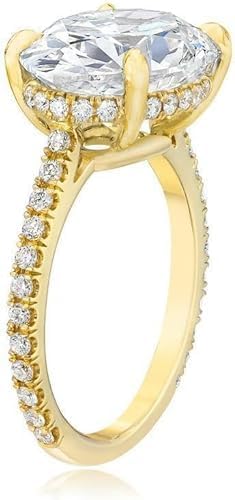 Purvika Jewels 3.50 Ct Oval Cut Lab Created Diamond Ring, 14K Yellow Gold Finish, East West Solitaire Engagement