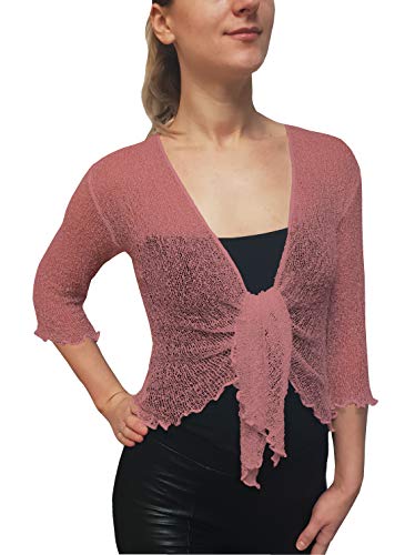 Mimosa Mujeres Talla Extra Crochet Bolero Brillo y Liso de Encaje Elastico...