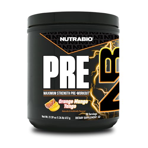 NutraBio Preworkout Powder Orange Mango| Explosive Energy Laser Focus Extreme Pumps| Pre Workout for Men & Women| Performance Endurance Power Complex Caffeine Electrolytes