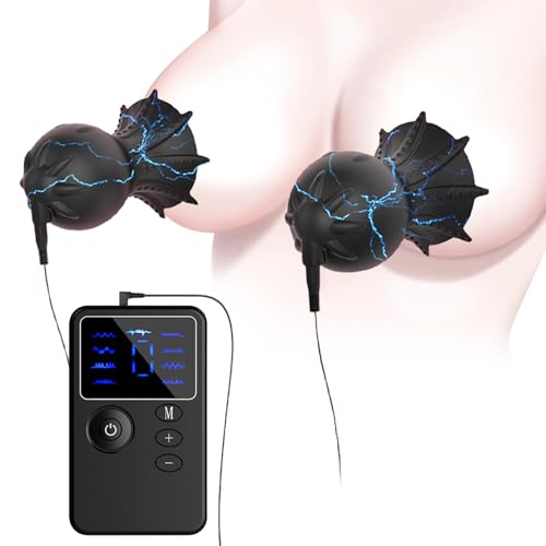 Electric Shock Nipple Sucker Electrical Stimulation Nipple Set BDSM Nipple Trainer Toys with 9 * 19 Modes Electric Shock Breast Cup Suction Pump for Adult Sex Toys Women Nipple Clitoral Stimulator