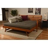 Kodiak Furniture Boho Wood Daybed/Pop Up in Barbados Brown w/Linen Mattresses