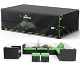 UIRWAY 600D Rectangular Outdoor Furniture Covers-Upgraded 5 Layers Tough Oxford fabric Waterproof Patio Table Cover for Table and Sofas with Triple-Layer Windproof Design Fits 111'L × 84'W × 28'H