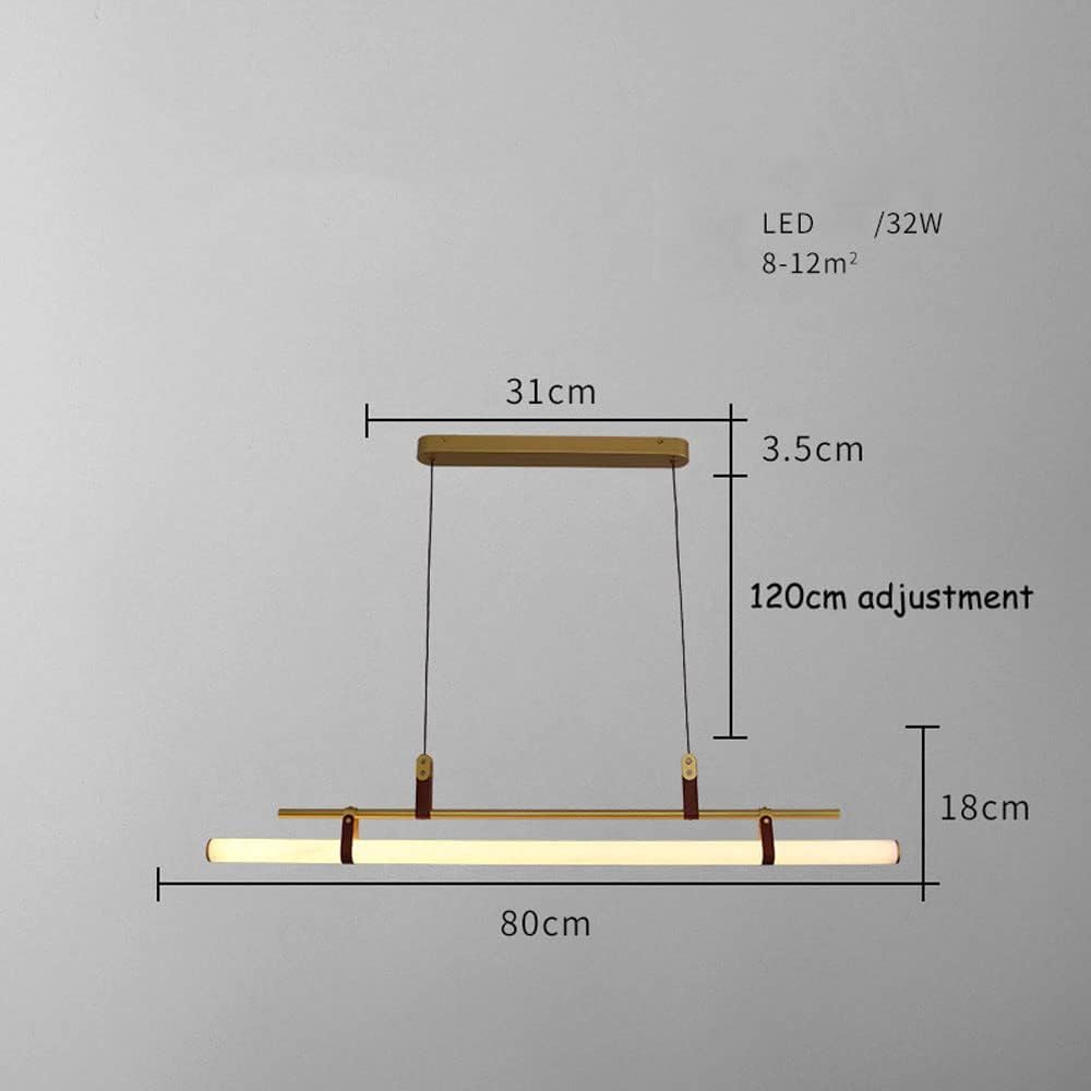 Liniowa lampa wisząca LED 80 cm, kompatybilna ze stołem jadalnym, nowoczesna, minimalistyczna czarna skórzana tuba, styl industrialny, oświetlenie LED