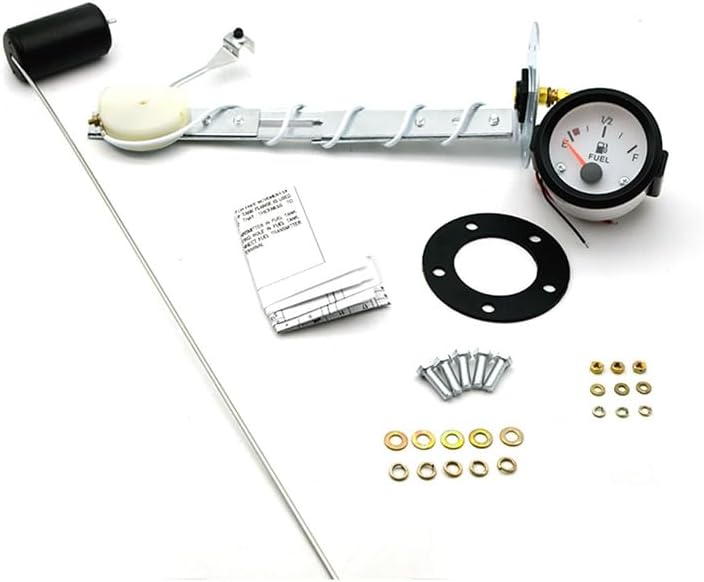 2 Inch 52MM White Surface Pointer Fuel Gauge with Oil Float, Car Instrument, Modified Car Instrument - (Color: Blackwhite)