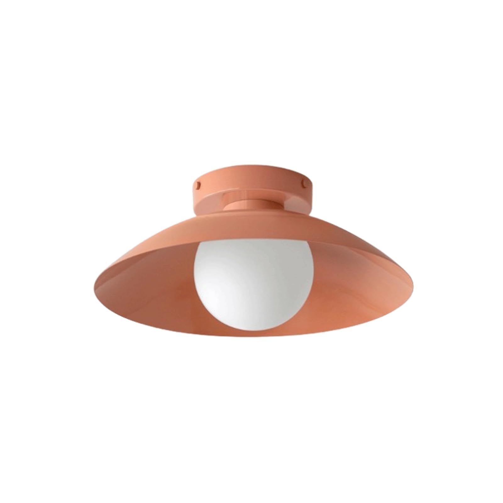 BKEKM Mid-Century Modern Flush Mount Ceiling Light, Metal Umbrella Close to Ceiling Lamp with Opal Glass Globe,Retro Nordic Light Fixture(Rose)
