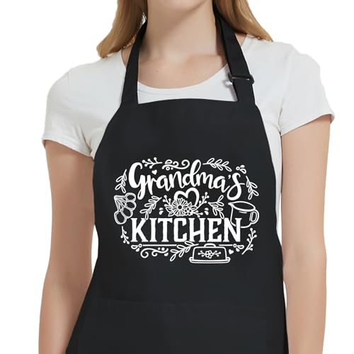 Grandma'S Kitchen Apron: Stylish, Durable, and Perfect Gift Ideas 7 Grandma Apron with Pockets, Funny Cute Apron for Baking Cooking Kitchen, Christmas Mothers Day Birthday Gifts for Chef Mom Wife Sister
