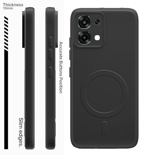 Image of Pikkme Back Cover for Oppo F31 5G / Oppo F33 5G Soft Matte Silicone Mag-Safe Design (Mag-Safe Not Support) Camera Protection | Slim Fit Bumper Cover (Black)