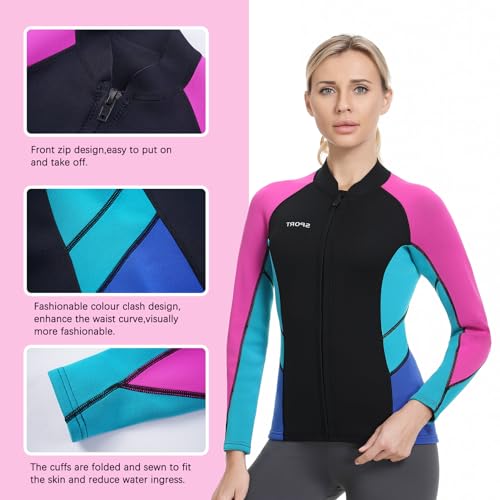 Women Wetsuit Jacket Men Top 2mm and 3mm Neoprene Swim Surfing Kayak miniatura 5