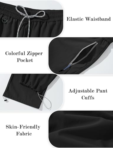 Image of FEOYA Hiking Pants Women Parachute Pants Baggy Quick-Dry Water-Repellent | with Zipper Large Pockets Outdoor Travel Cargo Pants Casual Wear