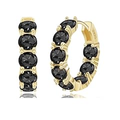 Gold-Black CZ Hoop Earring