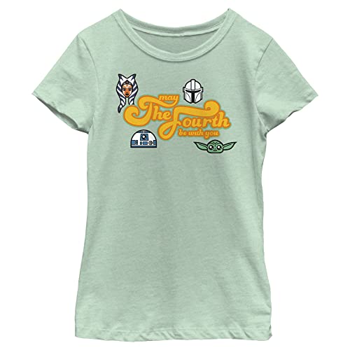 STAR WARS Girl's The Mandalorian May The Fourth Be with You Character Icons T-Shirt