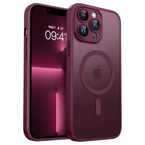Coque iPhone 13 Pro MagSafe antichoc translucide fine protection camera rouge vin