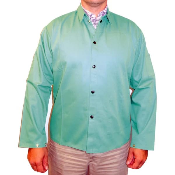 MOLLIFII FR Cotton Welding Jacket, 9oz Green Sateen, Large, Mfr: PWGFRJL-A