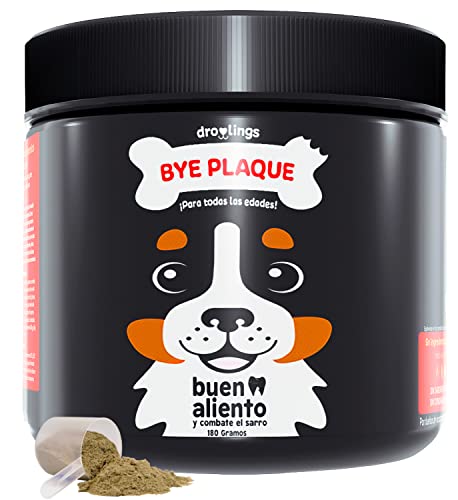 Droolings Plaque Off Perros para Mal Aliento y Sarro con 180gr, Sustituto Cepillo de Dientes Natural
