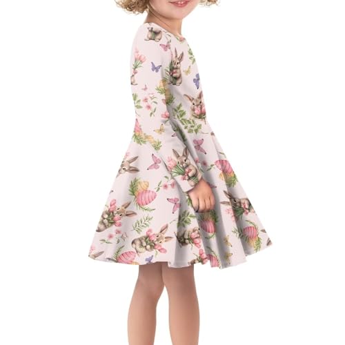 Upetstory Girls Dress Long Sleeve Pleated A Line Flowy Dresss Clothes 2-14Years4