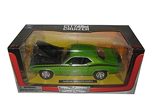 Plymouth 1970 Cuda Green with Black 1/24 by New Ray miniatura 1