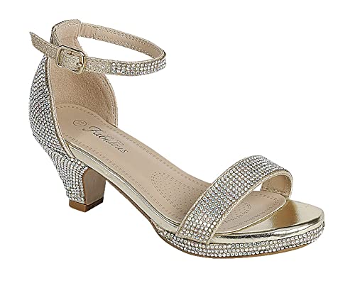 Fabulous Toddler Little Kid Big Kid Low Heels Dress Open Toe Rhinestone Sandals For Girls