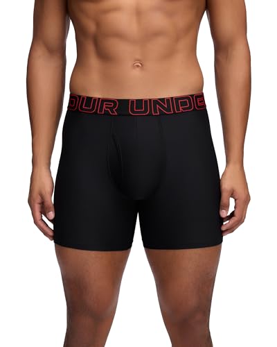 Image of Under Armour Men's Performance Tech 6 Inch 3 Pack Solid Boxer Briefs Boxer Shorts