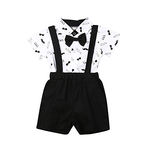 Baby Jungen Kurzarm Hemd + Kurze Hosen Set Gentleman Suit Anzug T-Shirt Shorts Taufe Festlich Hochzeit Outfit 1-6 Jahre Junge Kinder Sommer Bekleidung Set (Brille&Bart, 6-12 Monate) Cover