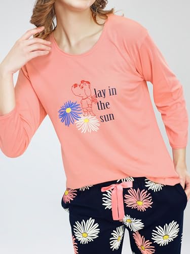 Image of ZEYO Night Suit for Women's Printed Cotton Night Dress of Top and Pajama Set (Available in Plus Size)