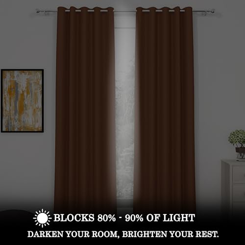 Image of Story@Home 100% True Blackout Window Curtains 5 Feet Set of 1, Brown