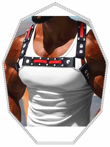 Fstrend Men's Harness Chest Belts Leather Shoulder Strap Rivets Fashion Rave Body Accessory