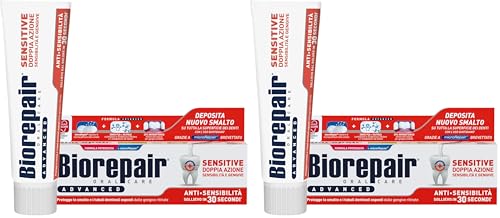 Biorepair, Dentifricio Advanced Sensitive, Doppia Azione Sensibilità e Gengive, Protegge le Gengive, Dona Sollievo in 30 Secondi, Con MicroRepair e CPC Antibatterico, Senza Fluoro e Parabeni, 75ml