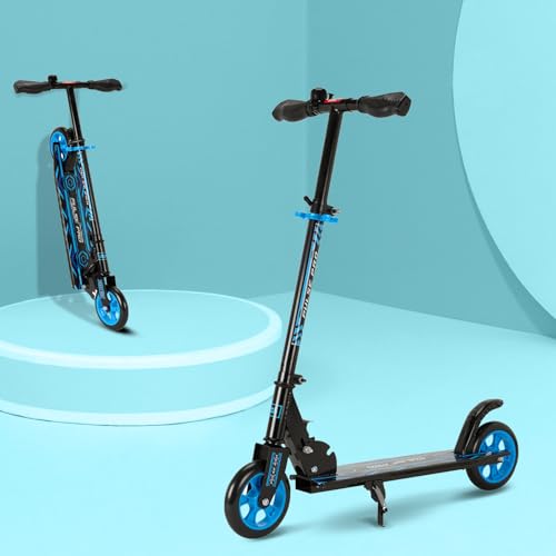Image of Amazon Brand - Jam & Honey- Kick Scooter for Kids Ages 6-13 Years | Foldable with 3 Adjustable Height | 2 Wheels | BIS Certified | Max Weight Capacity 50kg (Blue)