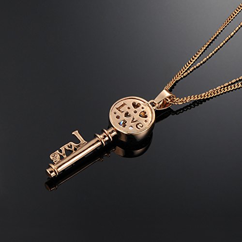 Lohome Gorgeous Love Key To Be Full Of Diamonds Pendant W/Long Sweater Necklace 31" #TOP2