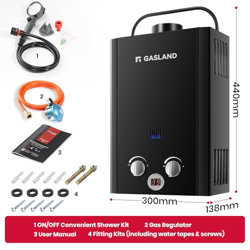 GASLAND Outdoor Tankless Gas Water Heater, Campervan Shower BE158B 6L Hot Shower System, Portable Instant Propane Water Heater for Camping Shower Road Trip Hot Tap Lpg Shower, Black - Image 6