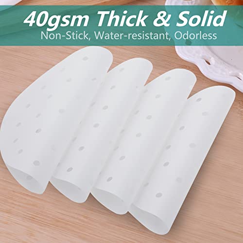 Geeric Steam Parchment Paper, 8 Inch Air Fryer Parchment Paper Liners, 100Pcs Round Perforated Bamboo Steamer Liners, Baking Liner For Air Fryers Baking Cooking Oven (White) #TOP5