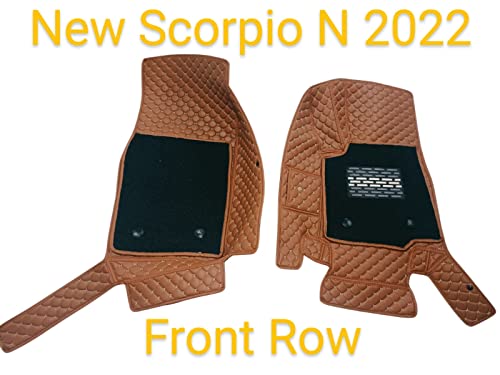 Image of Scorpio New 2022 7D Prime Mats with Boot Mats (Tan with Beige) +Free Scorpio N Car TPU Key Cover Worth Rs.390