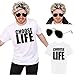 célèbre ensemble d'accessoires d'icônes pop des années 80 - t-shirt blanc "Choose Life" + lunettes de soleil + Perruque des années 80 - Accessoires de déguisements pop star des années 80 (Grand)