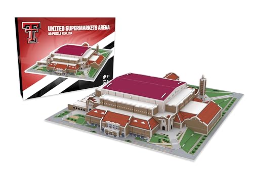 Pro Lion 3D Jigsaw Puzzle of Texas Tech Red Raiders Basketball Stadium - 81 Pieces | 2 Hour Build Time | Home of Texas Tech Basketball Team | NCAA Basketball Gifts for Boys, Men & Kids Aged 8 & Up