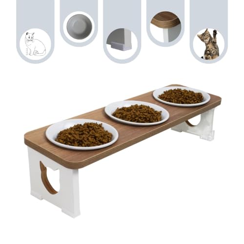 Comedouro Elevado Gato Triplo Pet MDF PN