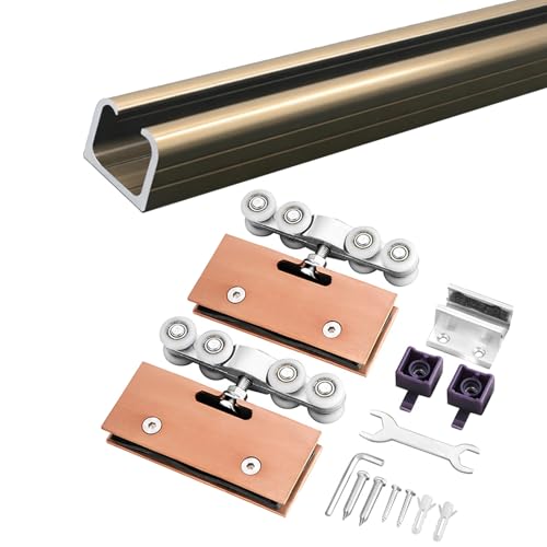 Riel de aleación de aluminio para puerta corrediza de ducha de cristal, riel de montaje superior para correderas de puerta, ideal para salas de estar, cocinas y dormitorios
