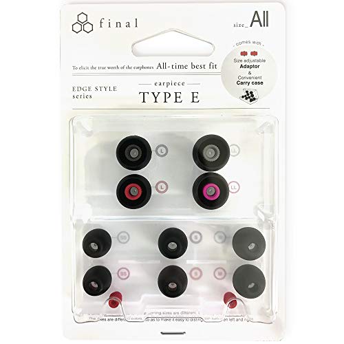 Image of Final Audio Black+Black /Red Silicone Type E Eartips kit with Case and Nozzle Adaptor Compatible With 1More, AKG, Audio-Technica, Beats by Dre, Campfire Audio, Empire Ears, Shure, Sony, Westone (Multi)