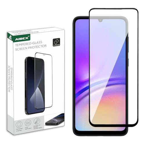 Image of AIBEX Tempered Glass for Samsung A05 / Samsung A05S | 9H Hardness | Anti-Glare & Anti-Fingerprint | Water Resistant | Edge-to-Edge Full Screen Protector | Bubble-Free Installation