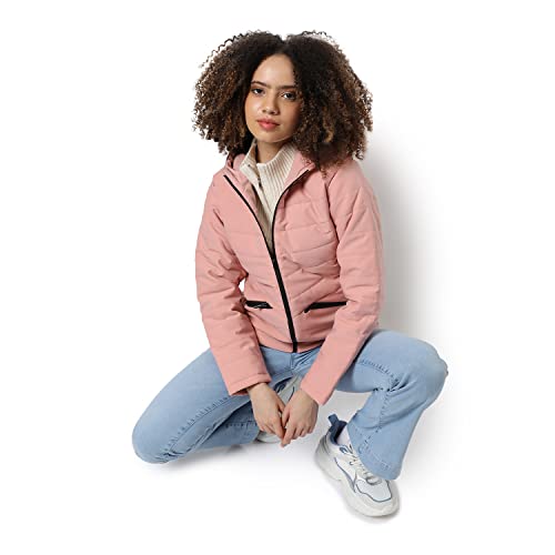 Image of PINACOLADA Women's Puffer Regular Fit Bomber Jacket For Winter Wear | Standing Collar | Full Sleeve | Zipper | Casual Jacket For Woman & Girl | Western Stylish Jacket For Women