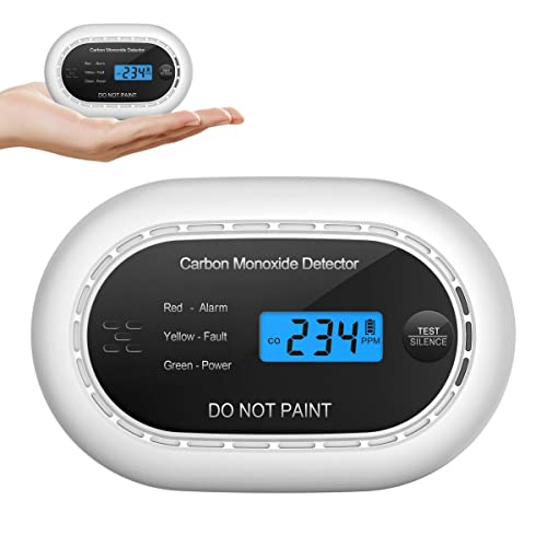 Carbon Monoxide Detector with LCD Digital Display CE Certified CO Alarm with Sealed in 10 Year Battery Standalone Audible CO Detector for Home Black 1 Pack
