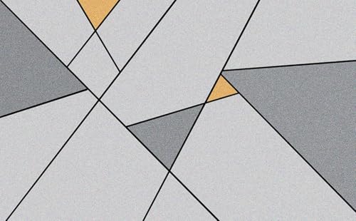 Papel Pintado Pared Dormitorio 150X200 Geometría Gris - Amarilla No Autoadhesivo Mural Panorámico,Lienzo Al Óleo Decoración De Salón,Papel Pintado 3D No Tejido Para Sala De Estar, Dormitorio