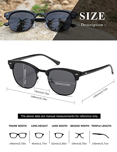 Image of AEVOGUE Polarized Semi Rimless Sunglasses for Men Women, Retro UV400 Sun Glasses for Driving Outdoor