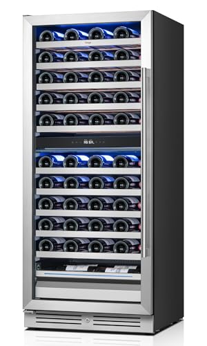 Image of Yeego 24 Inch Dual Zone Wine Fridge, 89 Bottle Wine Cooler with Left-Hinged